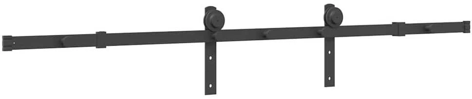 Stumdomų durų įrangos rinkinys, juodos spalvos, 183cm, plienas