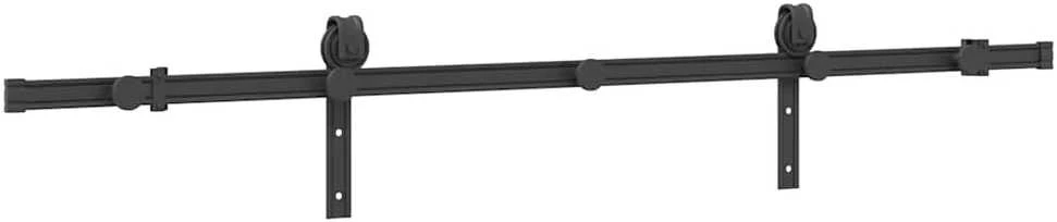 Stumdomų durų įrangos rinkinys, juodos spalvos, 183cm, plienas