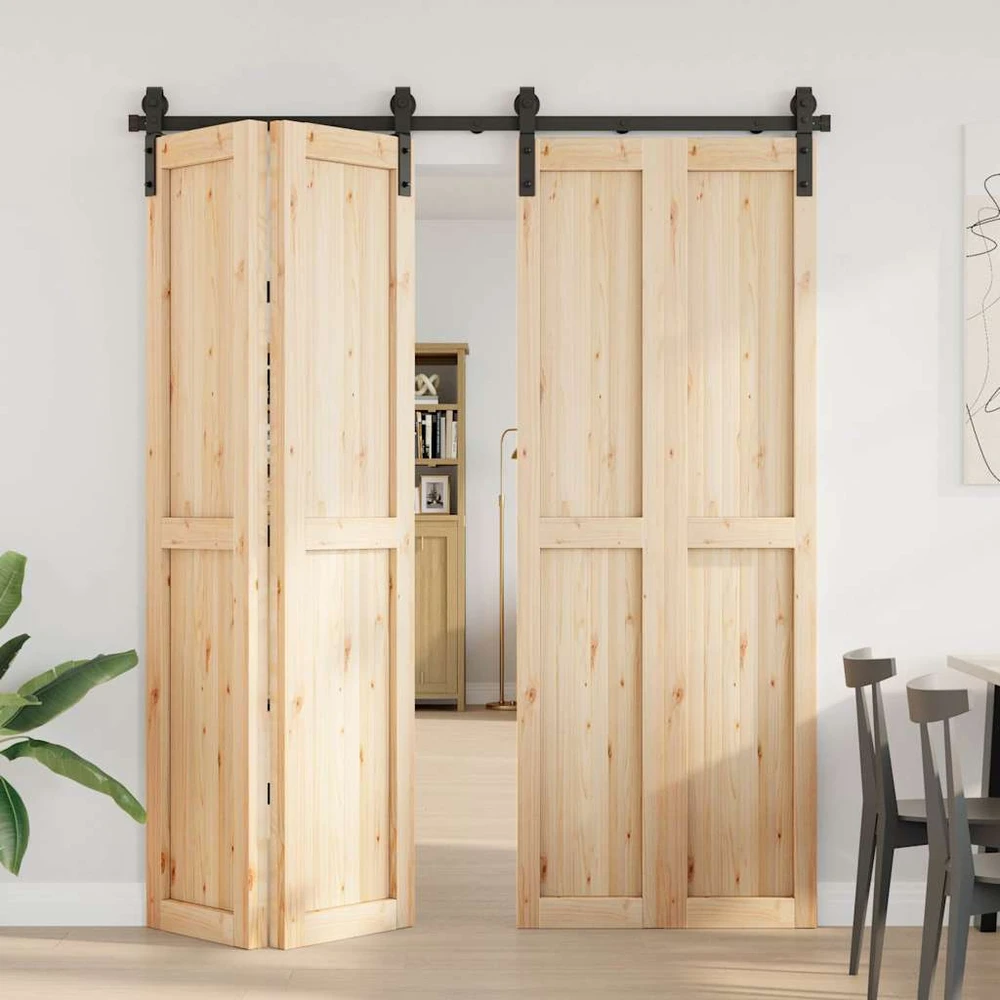 Stumdomų durų įrangos rinkinys, juodos spalvos, 183cm, plienas