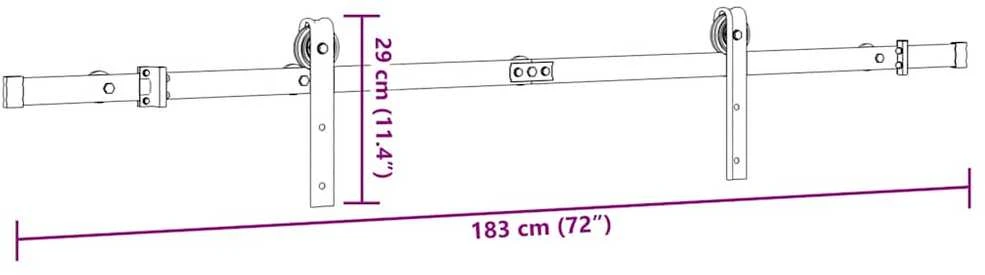 Stumdomų durų įrangos rinkinys, juodos spalvos, 183cm, plienas