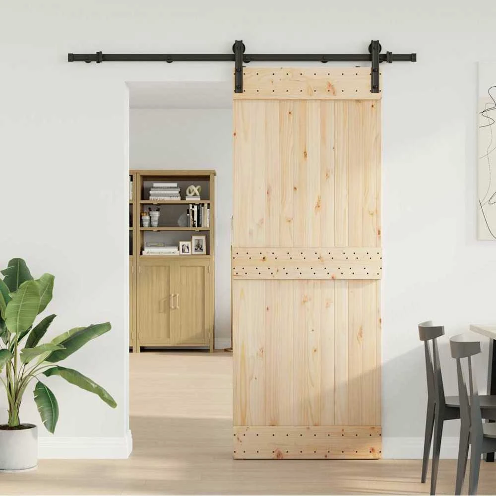 Stumdomų durų įrangos rinkinys, juodos spalvos, 183cm, plienas