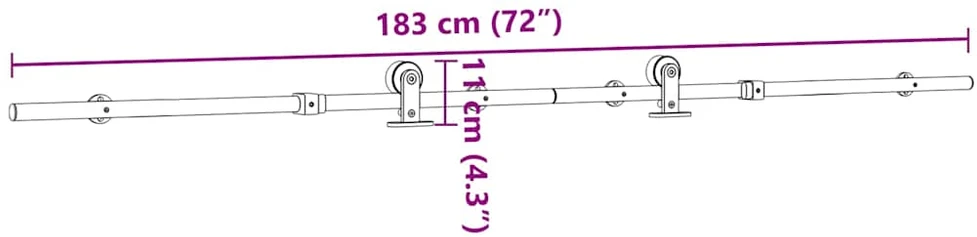 Stumdomų durų įrangos rinkinys, sidabr., 183cm, nerūd. plien.