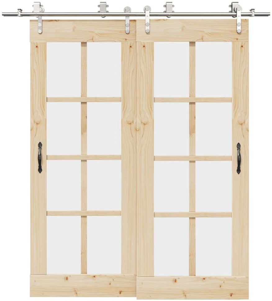 Stumdomų durų įrangos rinkinys, sidabr., 200cm, nerūd. plien.