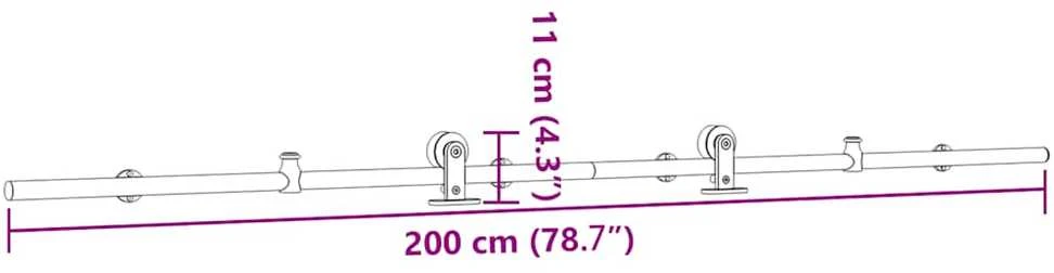Stumdomų durų įrangos rinkinys, sidabr., 200cm, nerūd. plien.