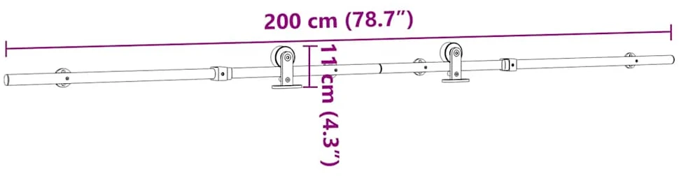 Stumdomų durų įrangos rinkinys, sidabr., 200cm, nerūd. plien.