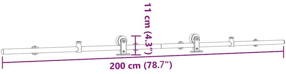 Stumdomų durų įrangos rinkinys, sidabr., 200cm, nerūd. plien.