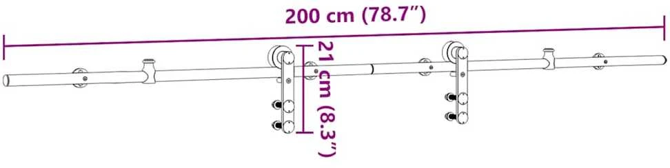 Stumdomų durų įrangos rinkinys, sidabr., 200cm, nerūd. plien.