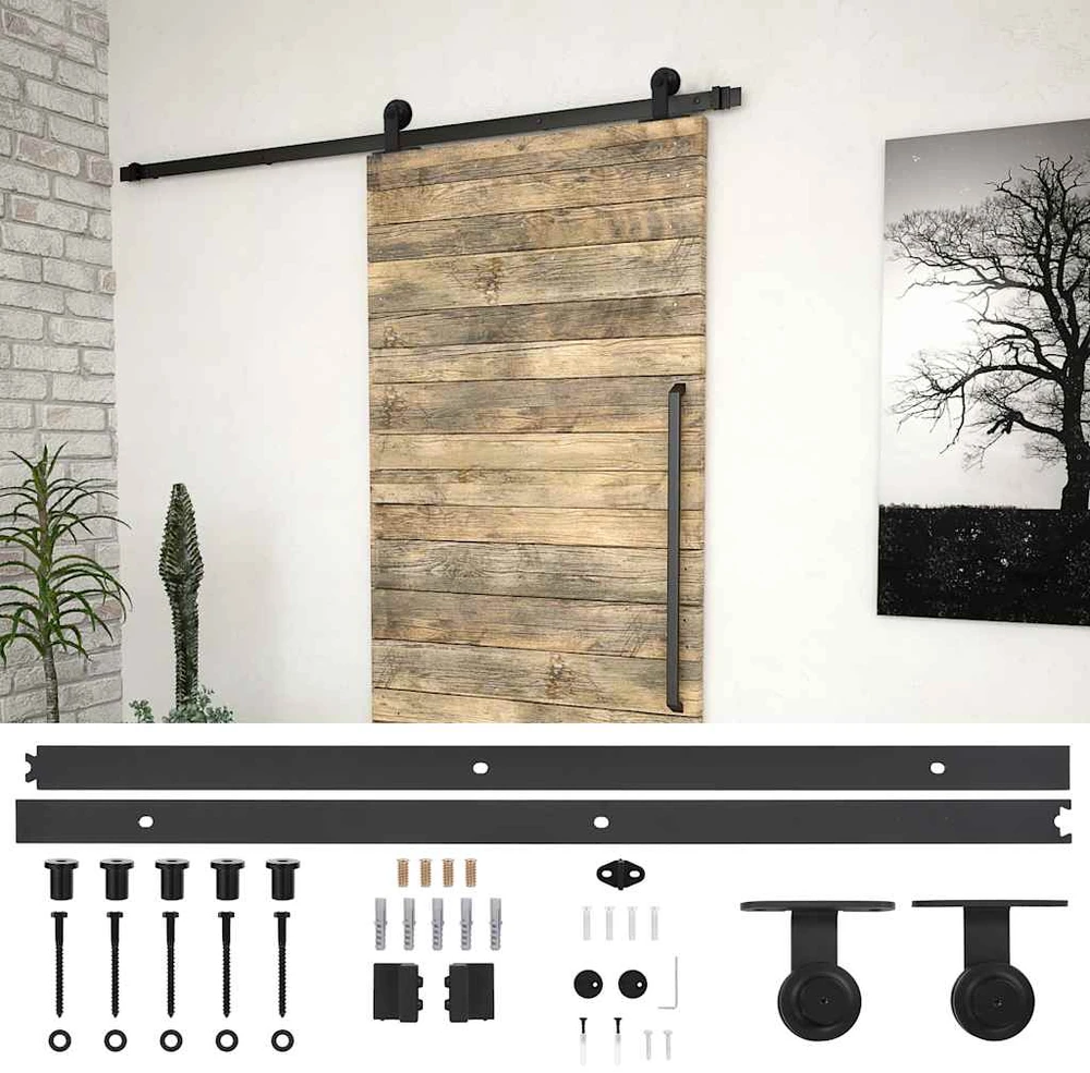 Stumdomų durų įrangos rinkinys SKIEN, juodas, 183cm plienas
