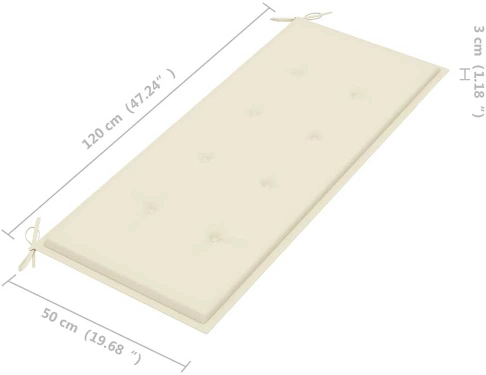 Sudedamas sodo suoliukas su pagalvėle, 128,5cm, tikmedis