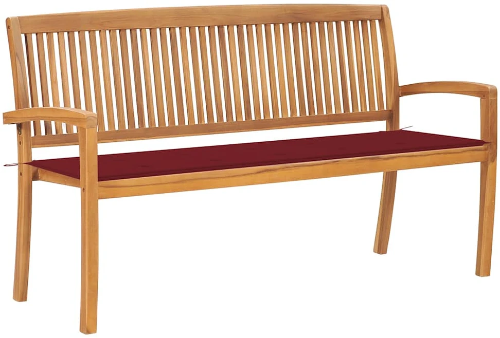 Sudedamas sodo suoliukas su pagalvėle, 159 cm, tikmedis