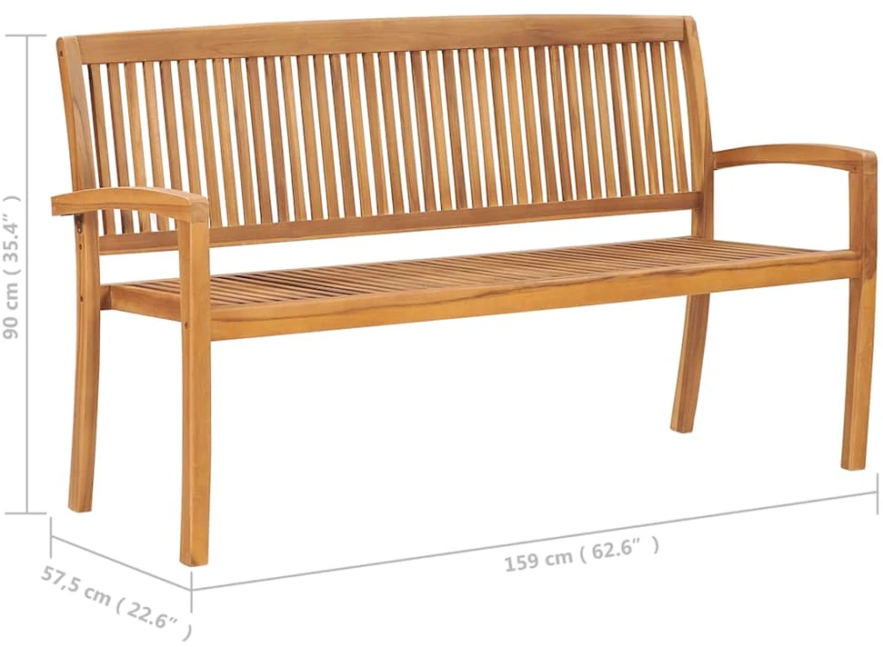 Sudedamas sodo suoliukas su pagalvėle, 159 cm, tikmedis