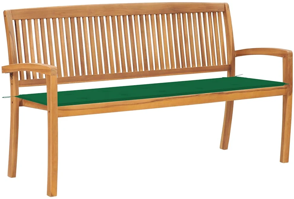 Sudedamas sodo suoliukas su pagalvėle, 159 cm, tikmedis
