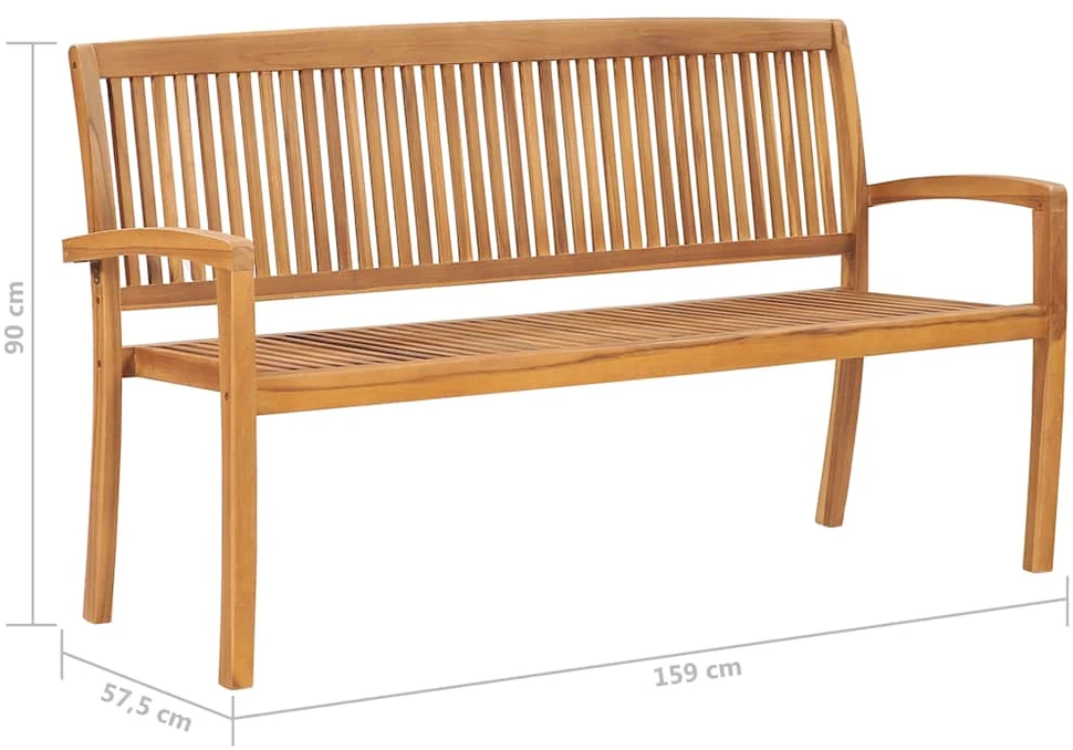 Sudedamas sodo suoliukas su pagalvėle, 159 cm, tikmedis