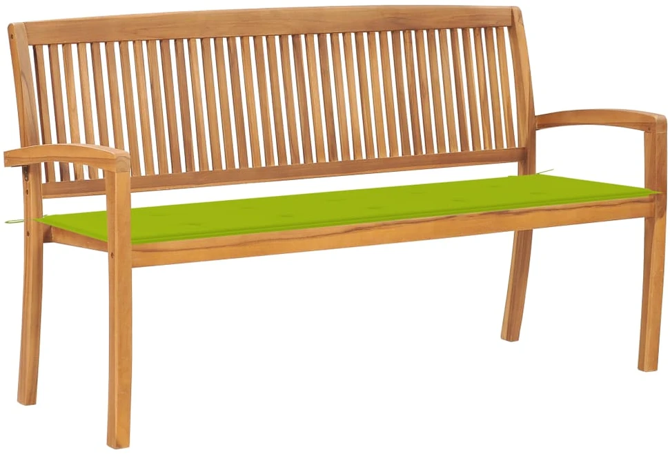 Sudedamas sodo suoliukas su pagalvėle, 159 cm, tikmedis