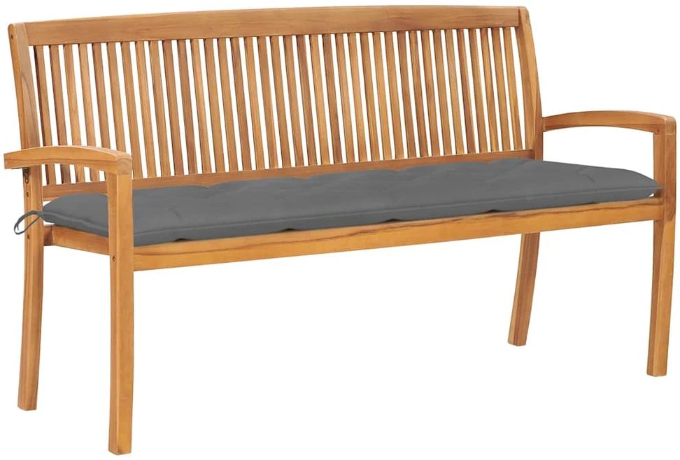 Sudedamas sodo suoliukas su pagalvėle, 159 cm, tikmedis