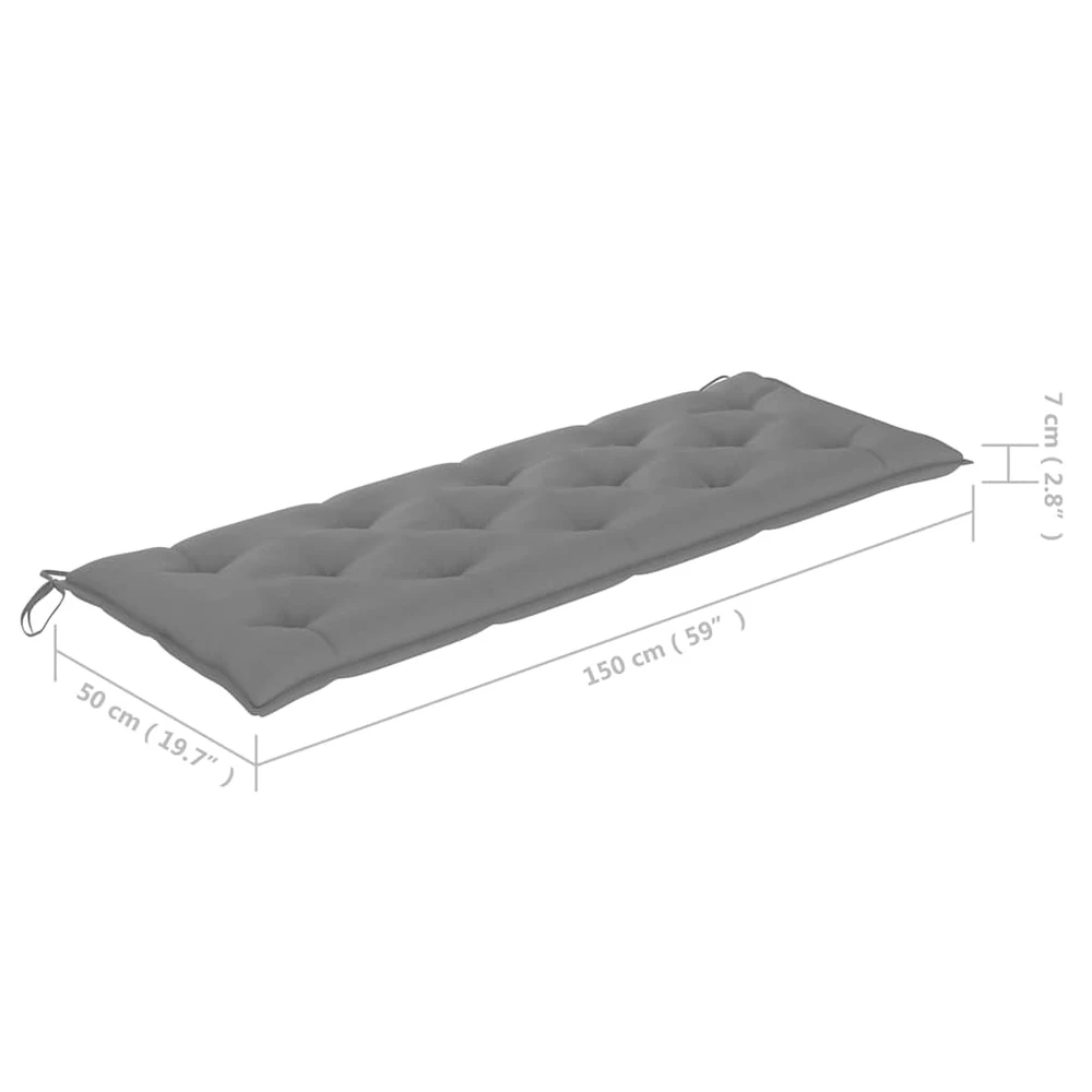 Sudedamas sodo suoliukas su pagalvėle, 159 cm, tikmedis