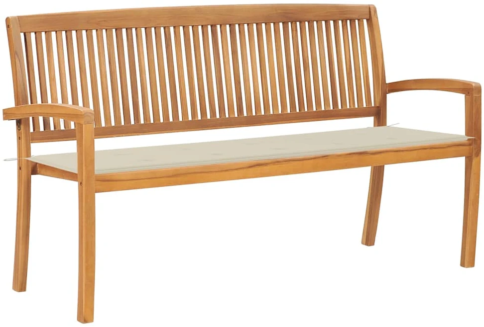 Sudedamas sodo suoliukas su pagalvėle, 159 cm, tikmedis