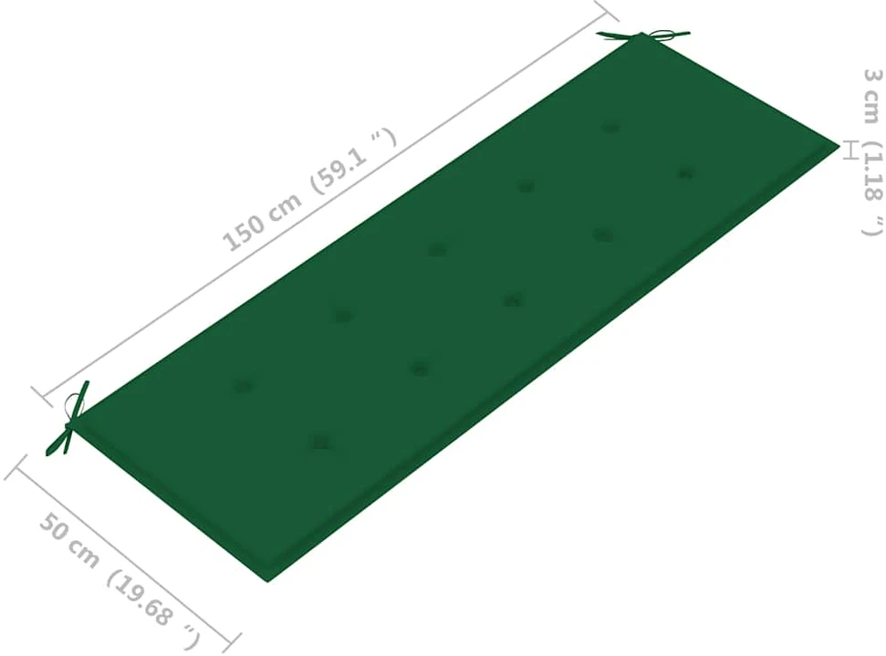 Sudedamas sodo suoliukas su pagalvėle, 159 cm, tikmedis