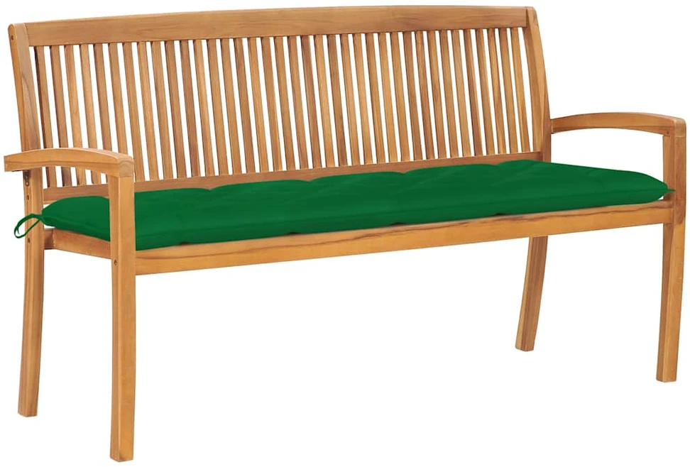 Sudedamas sodo suoliukas su pagalvėle, 159 cm, tikmedis