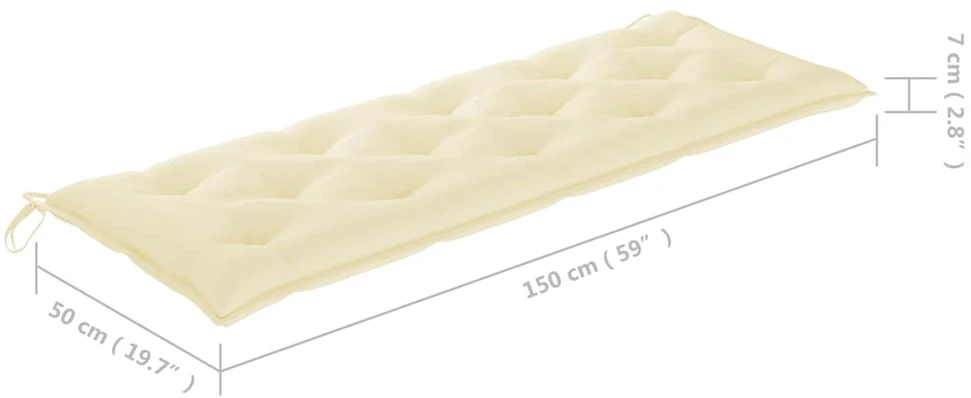 Sudedamas sodo suoliukas su pagalvėle, 159 cm, tikmedis