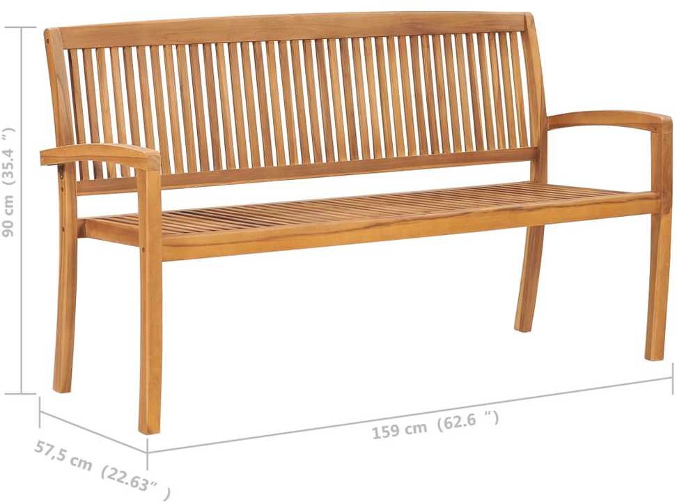 Sudedamas sodo suoliukas su pagalvėle, 159 cm, tikmedis