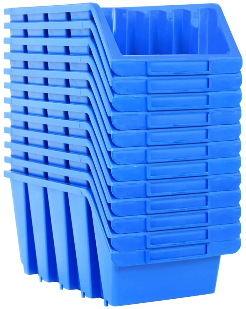 Sudedamos sandėliavimo dėžės, 14vnt., mėlynos, plastikas