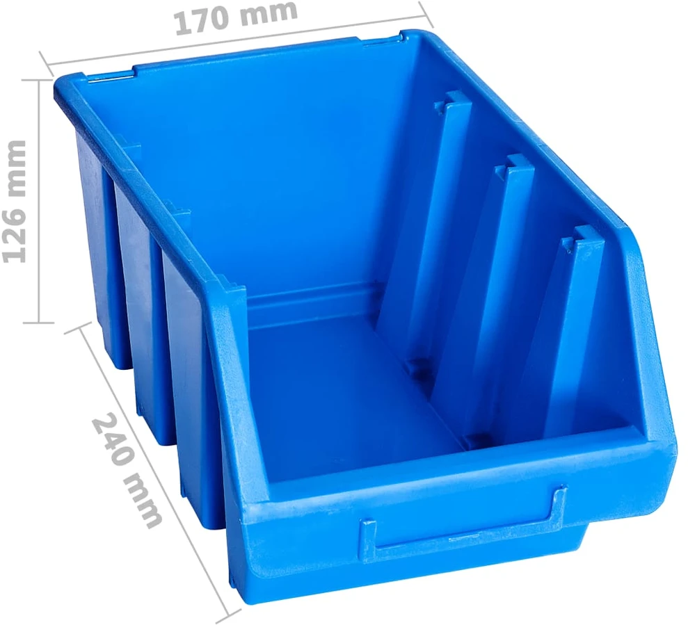 Sudedamos sandėliavimo dėžės, 20vnt., mėlynos, plastikas