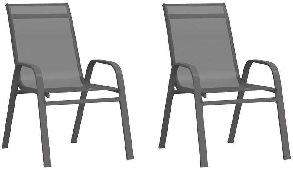 Sudedamos sodo kėdės, 2vnt., pilkos, tekstileno audinys