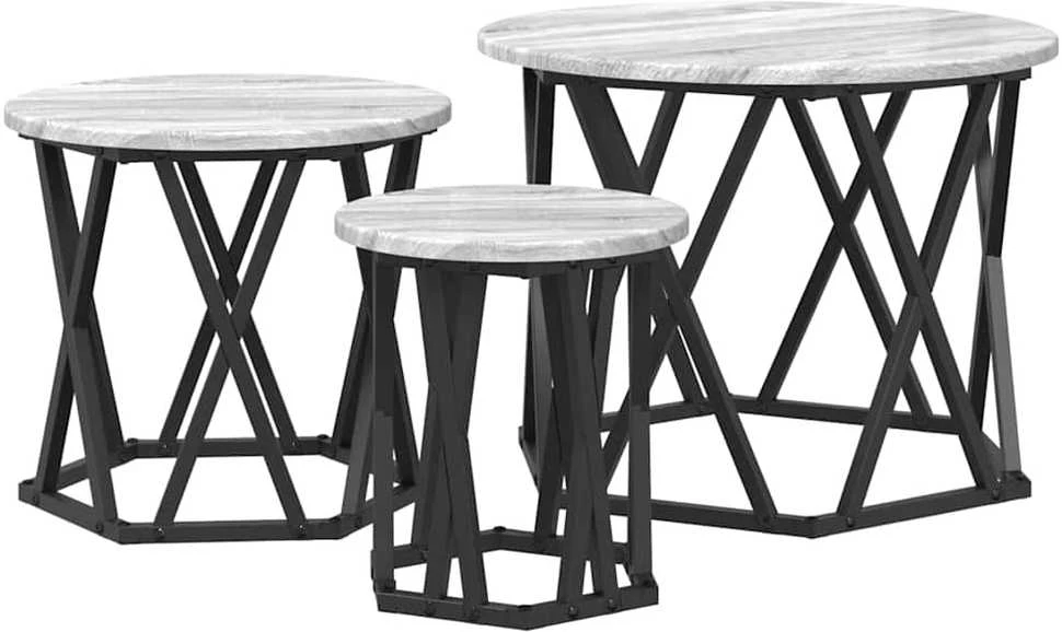 Nesting šoninis stalas 3 vnt. Pilkas Sonoma 53 x 53 x 40 cm