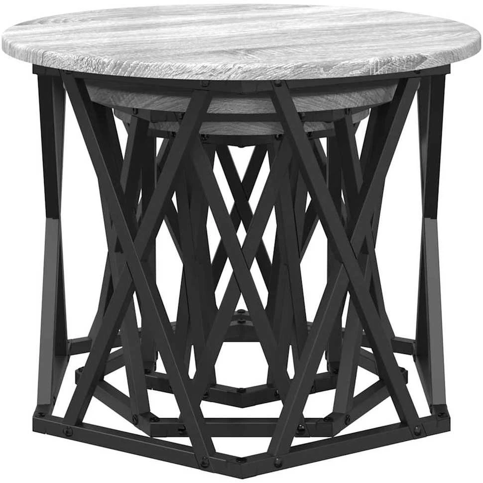 Nesting šoninis stalas 3 vnt. Pilkas Sonoma 53 x 53 x 40 cm