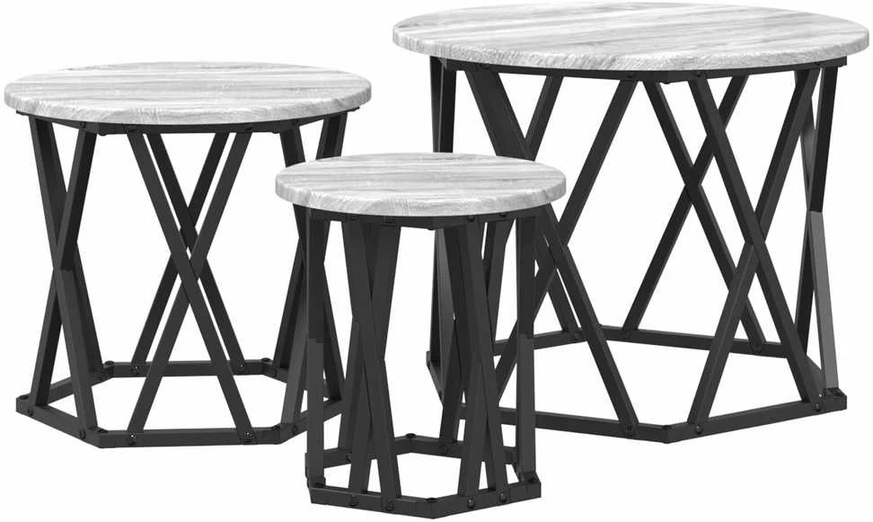 Nesting šoninis stalas 3 vnt. Pilkas Sonoma 53 x 53 x 40 cm
