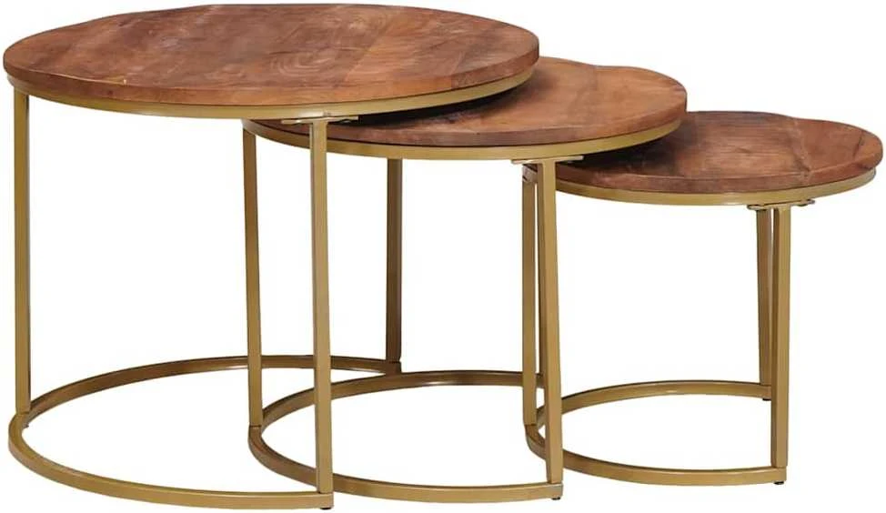 Sudediami kavos stalai 3 vnt. Medus ruda 60 x 60 x 45 cm