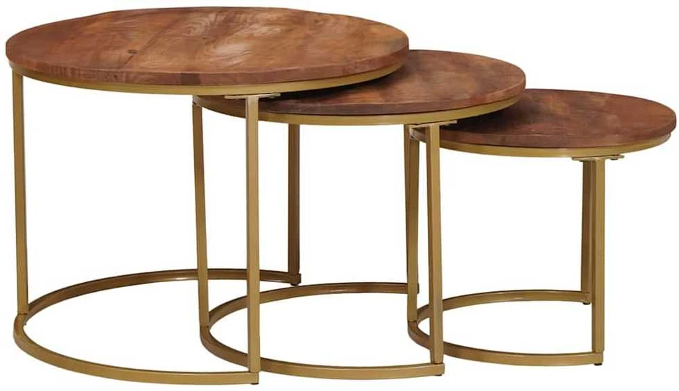 Sudediami kavos stalai 3 vnt. Medus ruda 60 x 60 x 45 cm