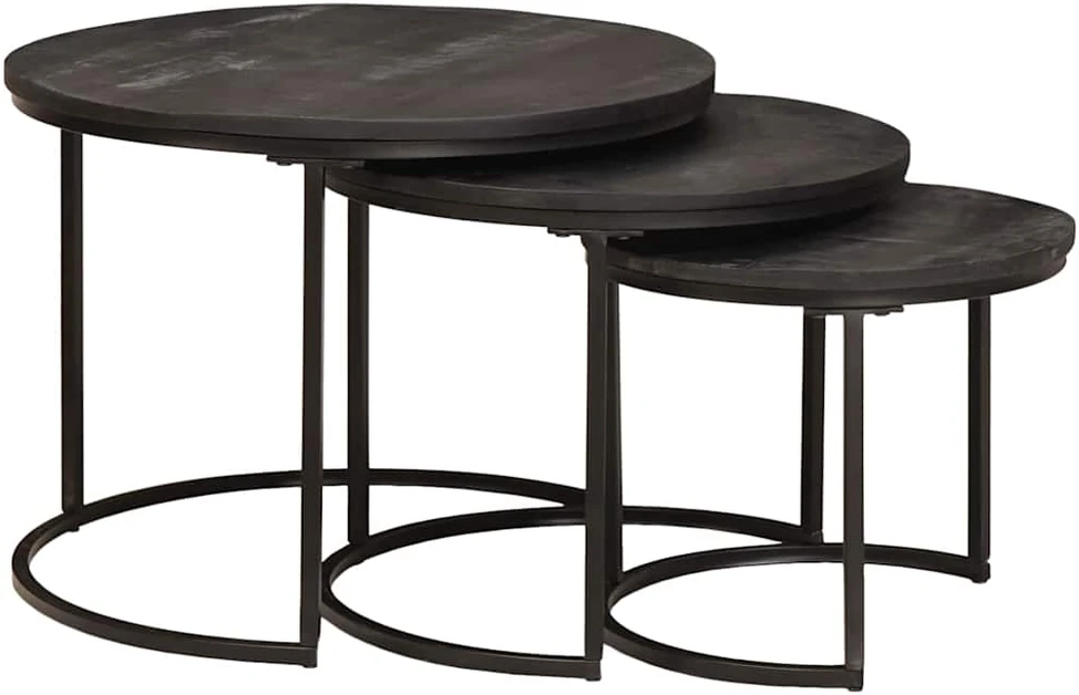 Sudediami kavos stalai 3 vnt. Juoda 54 x 54 x 40 cm