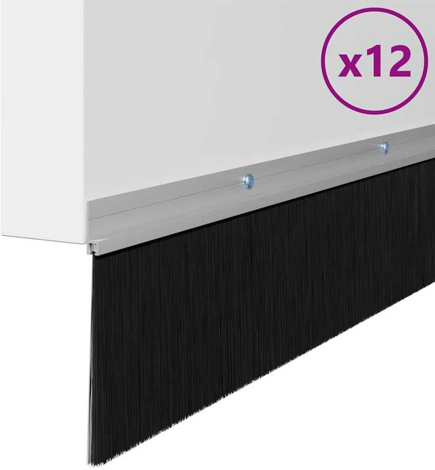 Sukabinamų durų šepetėlių sandarikliai 12 vnt. Sidabrinė 100 cm