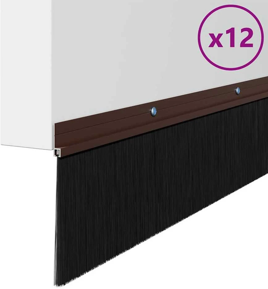 Sukabinamų durų šepetėlių sandarikliai 12 vnt. Ruda 100 cm