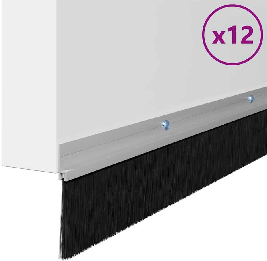 Sukabinamų durų šepetėlių sandarikliai 12 vnt. Sidabrinė 100 cm