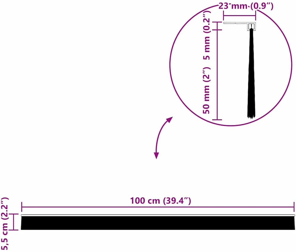 Sukabinamų durų šepetėlių sandarikliai 12 vnt. Balta 100 cm