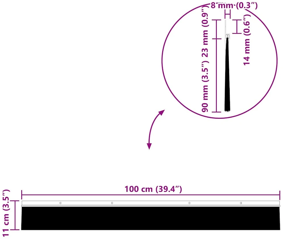 Sukabinamų durų šepetėlių sandarikliai 12 vnt. Ruda 100 cm