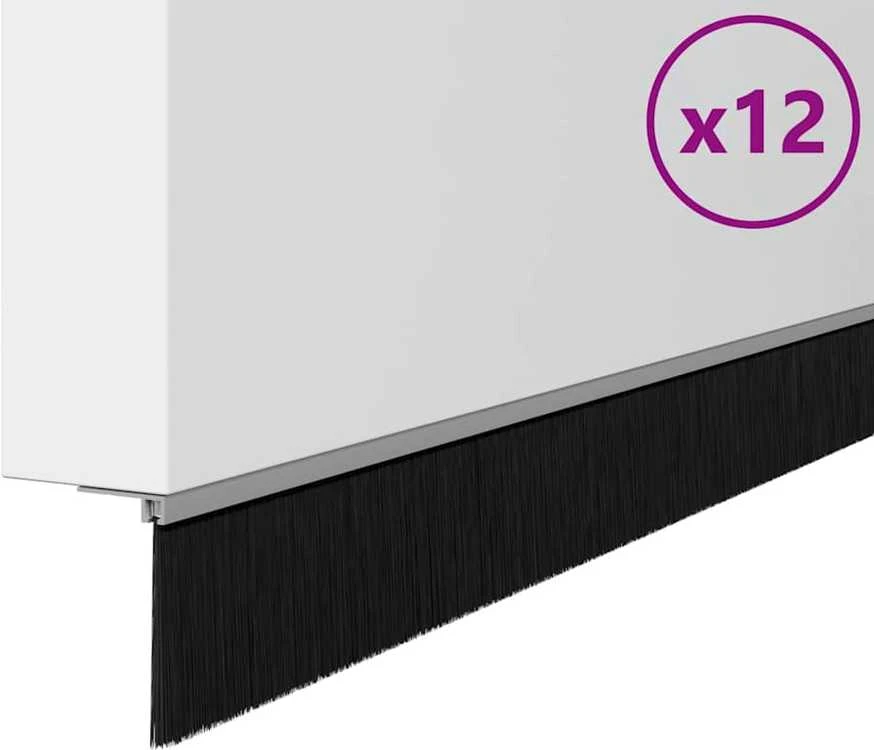 Sukabinamų durų šepetėlių sandarikliai 12 vnt. Sidabro 100 cm