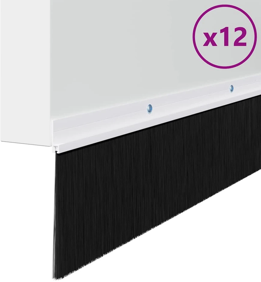 Sukabinamų durų šepetėlių sandarikliai 12 vnt. Balta 100 cm