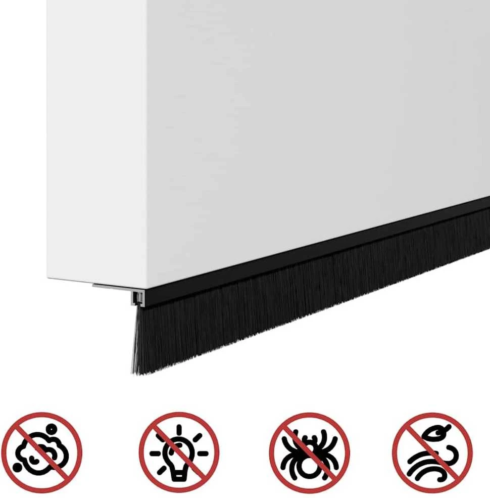 Sukabinamų durų šepetėlių sandarikliai 12 vnt. Juoda 100 cm