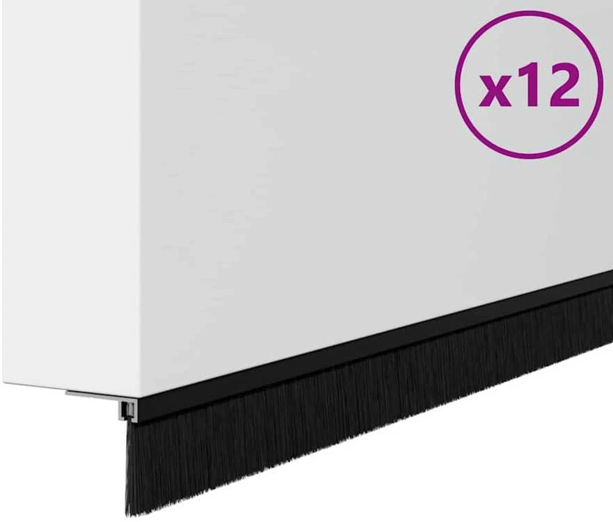 Sukabinamų durų šepetėlių sandarikliai 12 vnt. Juoda 100 cm