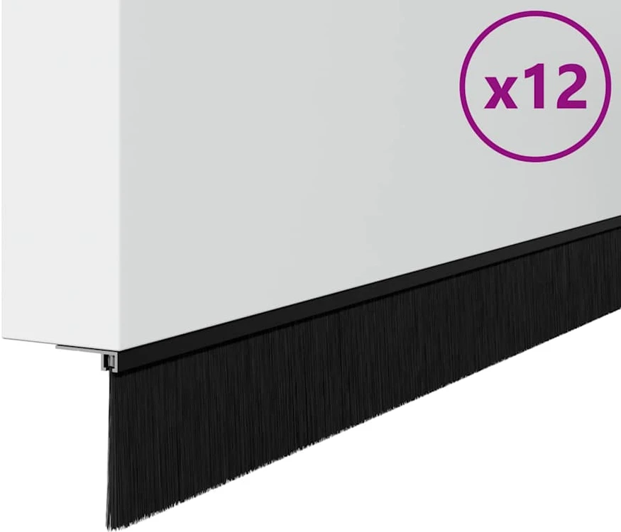 Sukabinamų durų šepetėlių sandarikliai 12 vnt. Juoda 100 cm
