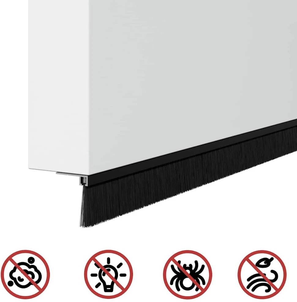 Sukabinamų durų šepetėlių sandarikliai 12 vnt. Juoda 100 cm