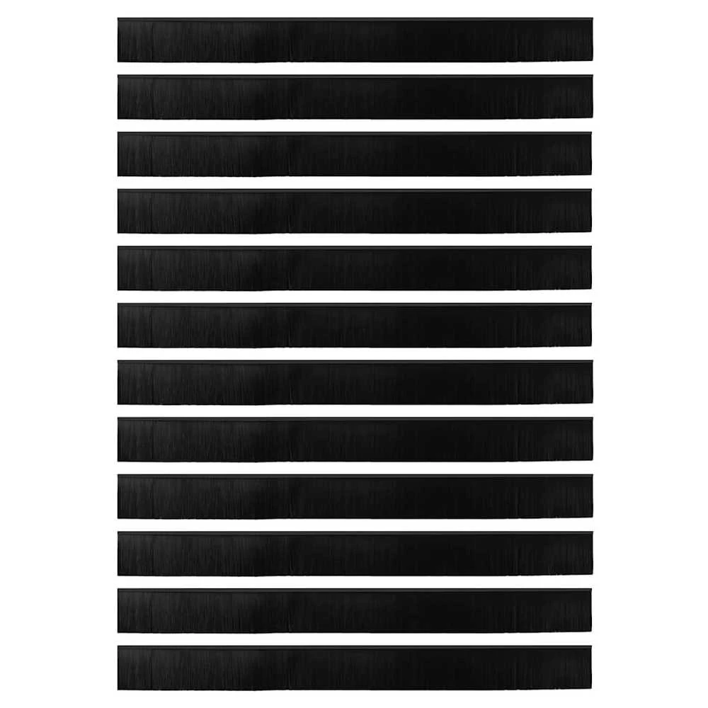 Sukabinamų durų šepetėlių sandarikliai 12 vnt. Juoda 100 cm