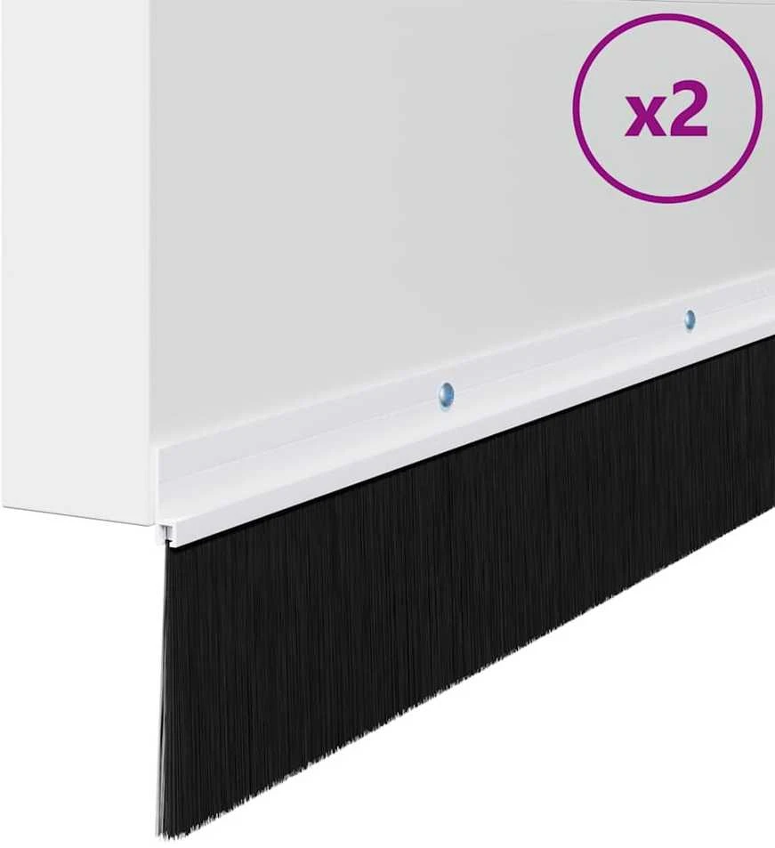 Sukabinamų durų šepetėlių sandarikliai 2 vnt. Balta 100 cm