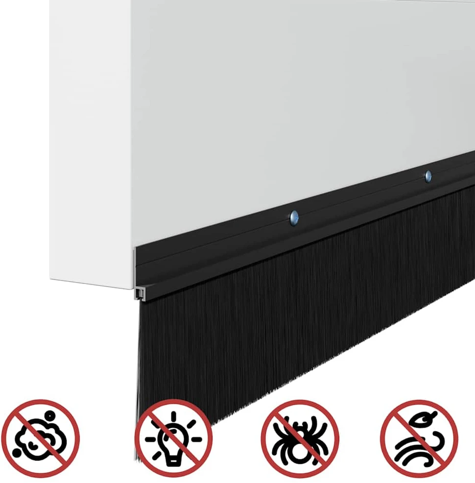 Sukabinamų durų šepetėlių sandarikliai 2 vnt. Juoda 100 cm