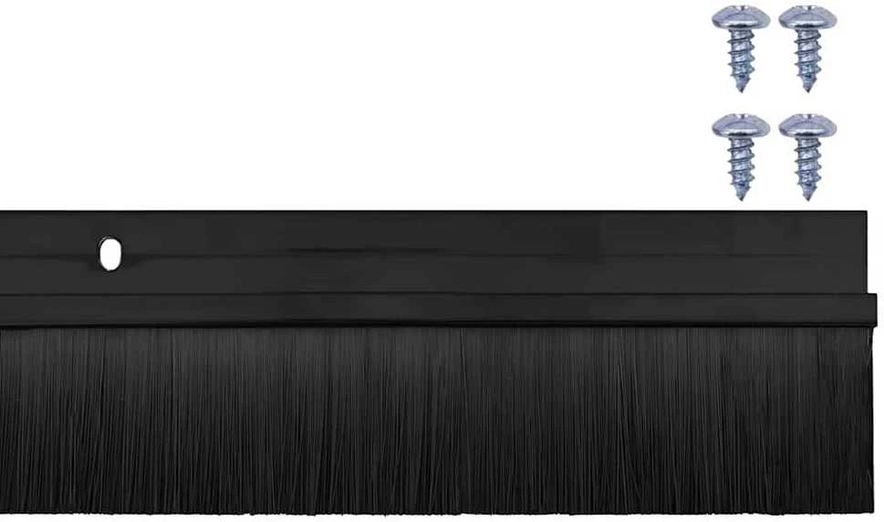 Sukabinamų durų šepetėlių sandarikliai 2 vnt. Juoda 100 cm