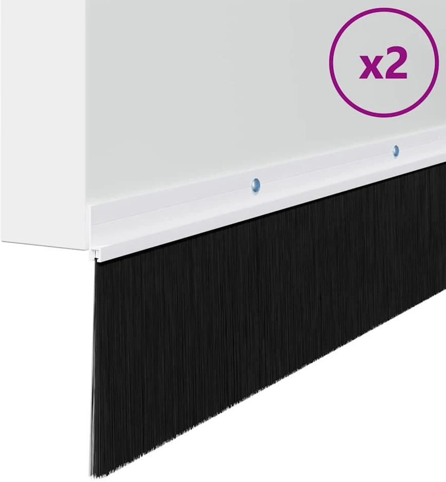 Sukabinamų durų šepetėlių sandarikliai 2 vnt. Balta 100 cm